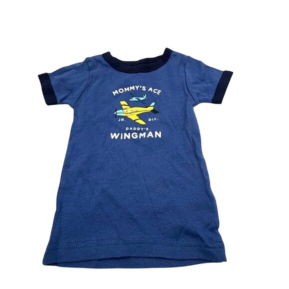 Carters Infant Boys "Mommys Ace Daddys Wingman" Ringer T-shirt, Blue, 18M - Picture 1 of 6